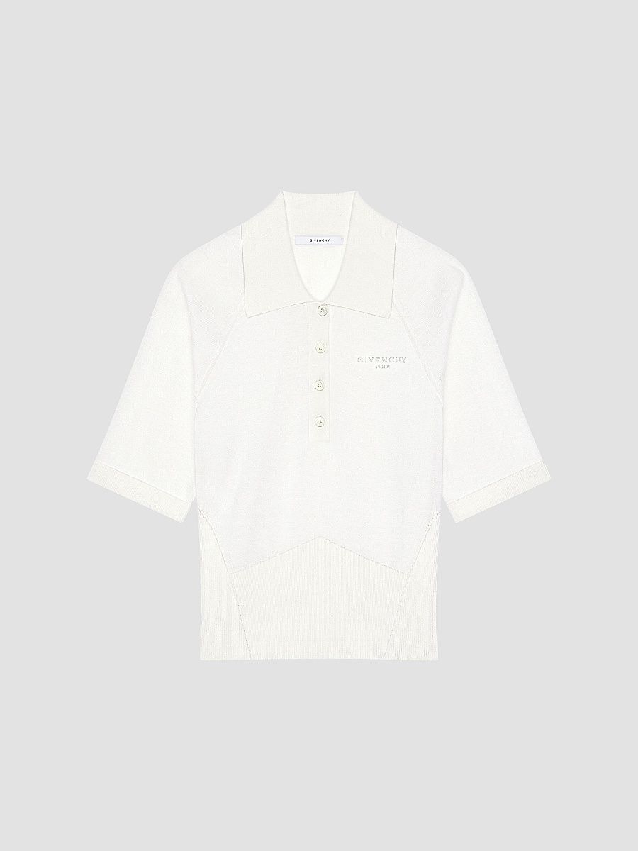 Givenchy Women's Polo Sweater in Cotton and Silk - Ivory - Size XS