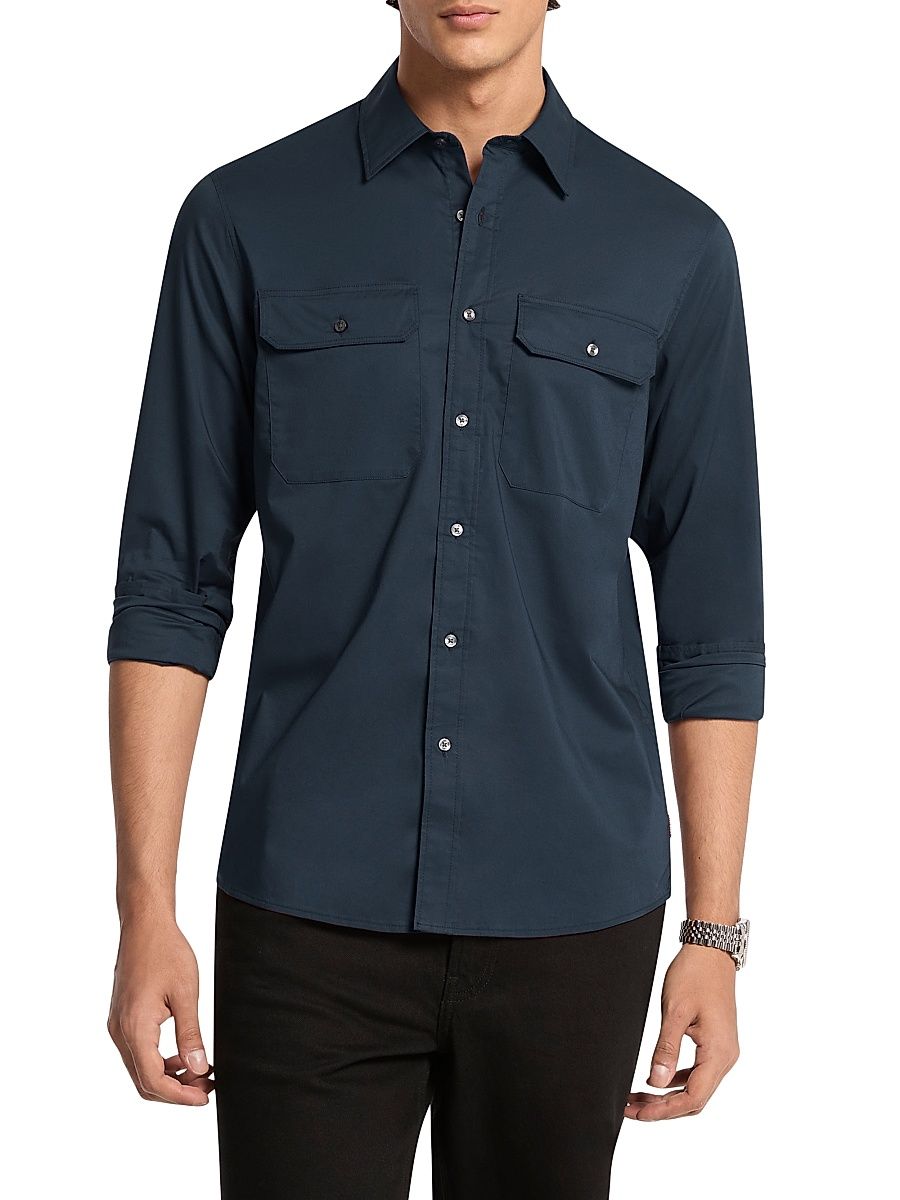 Men's Stretch-Cotton Classic-Fit Shirt - Midnight - Size XXL