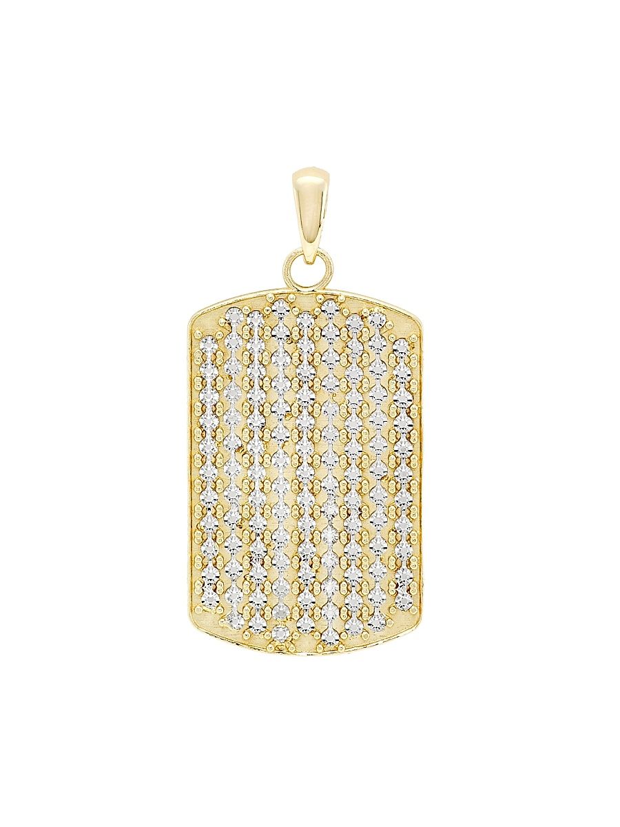 Men's 14K Yellow Gold & Cubic Zirconia Dog Tag Pendant - Gold