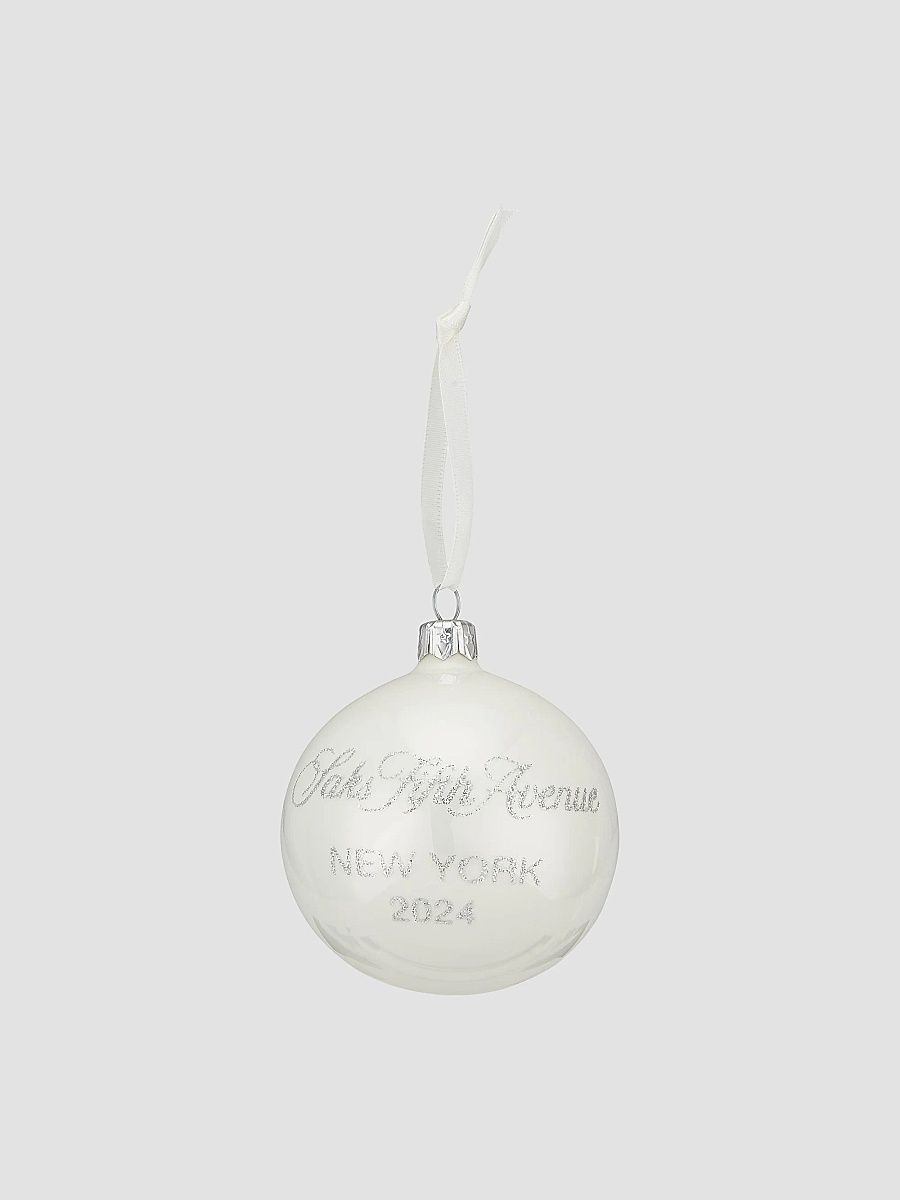 Saks Logo Ball Ornament - White