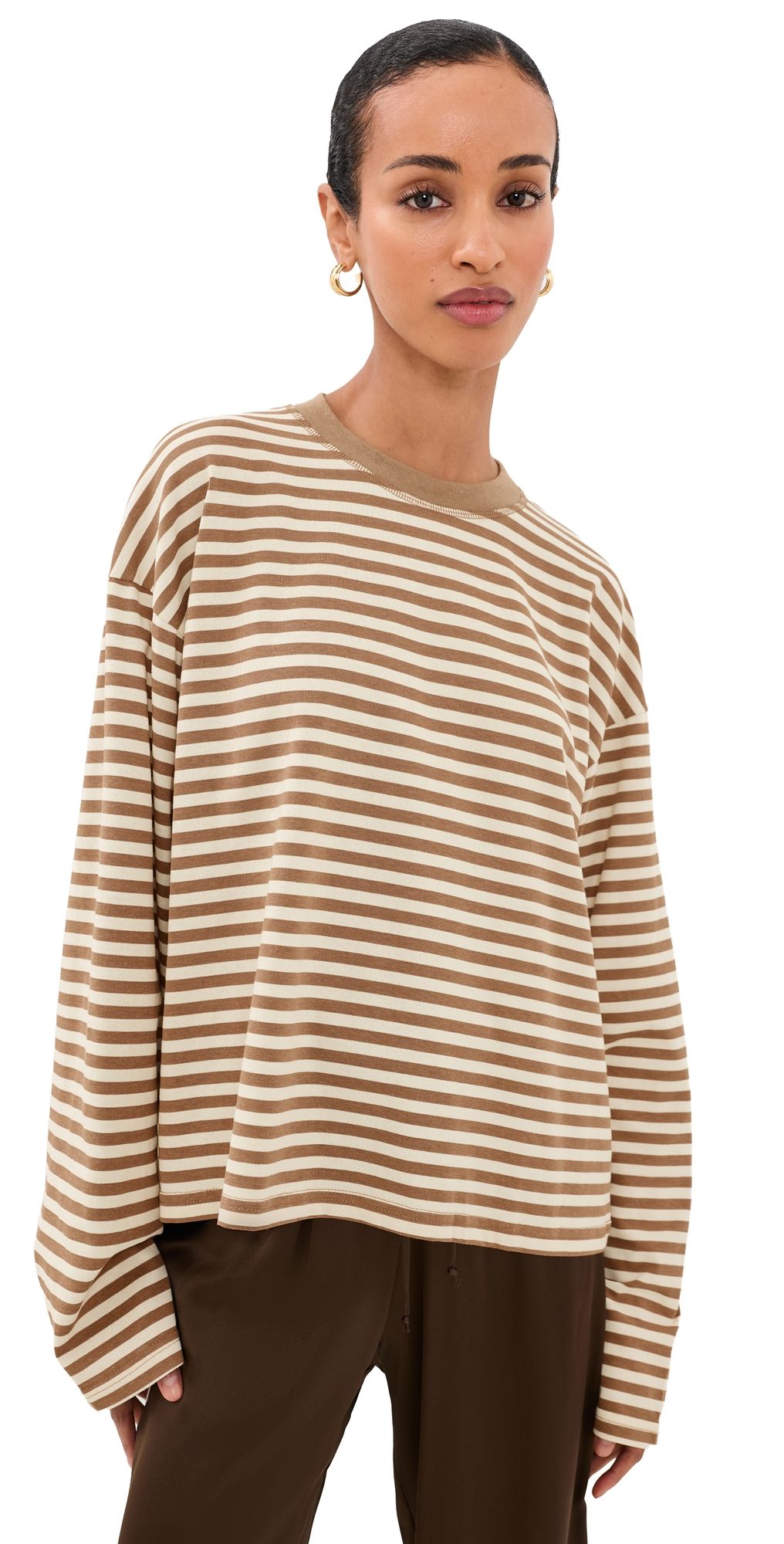 Lioness Bloom Long Sleeve Tee Chocolate Stripe XXL