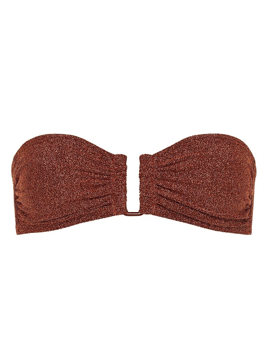 ERES Women's Flamboyant Glitter Strapless Bikini Top - Cuivre Lurex - Size 10