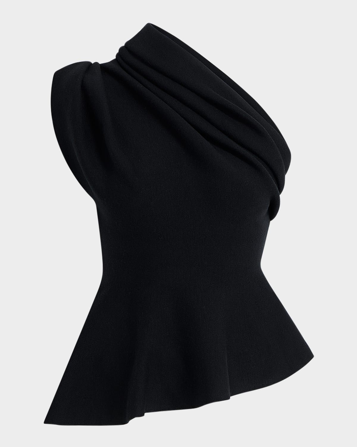 Aimee Draped One-Shoulder Peplum Top
