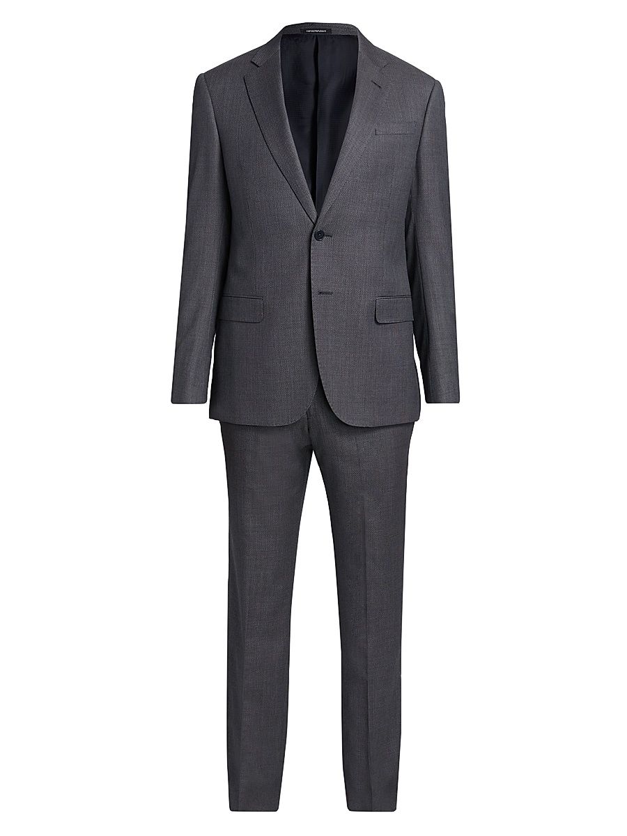 Men's Virgin Wool Suit - Blue Graphite - Size 46
