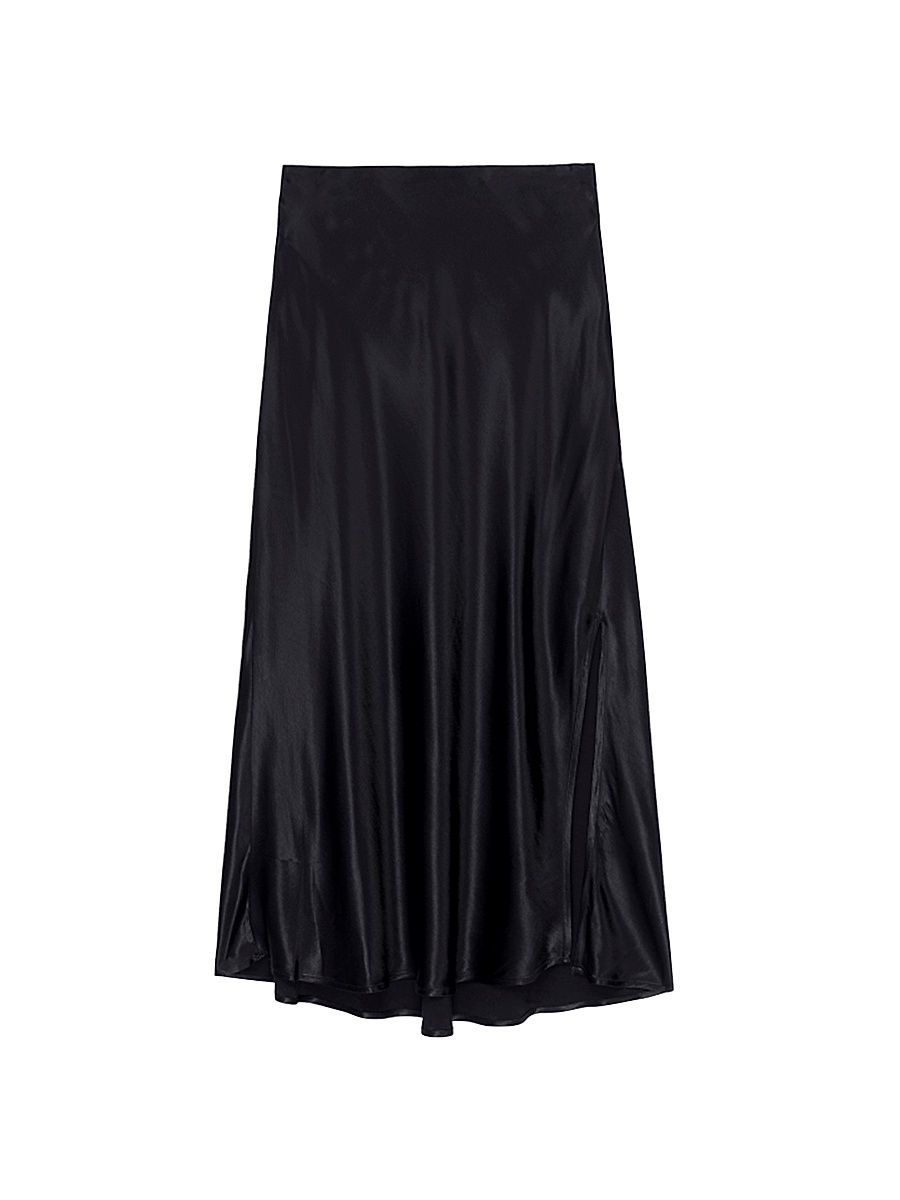 Women's Maya Satin Midi-Skirt - Black - Size XL