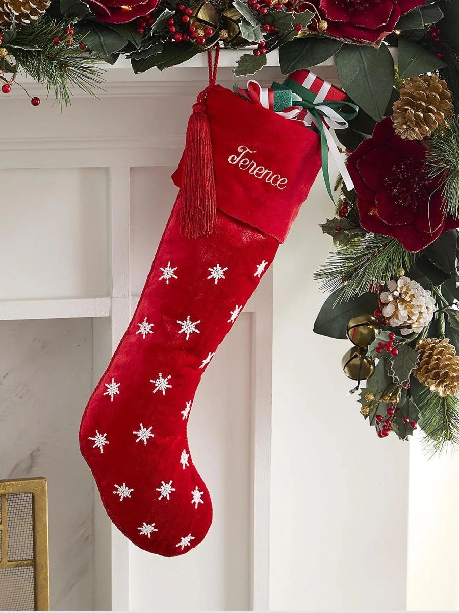 Sudha Pennathur Winterglow Velvet Snowflake Stocking