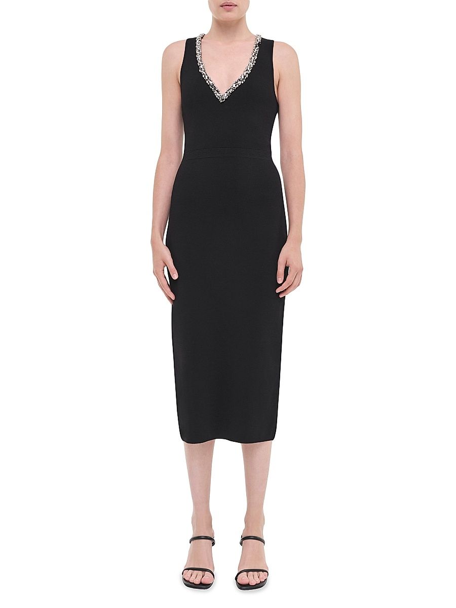 Women's Khari Embellished Midi-Dress - Black - Size XS
