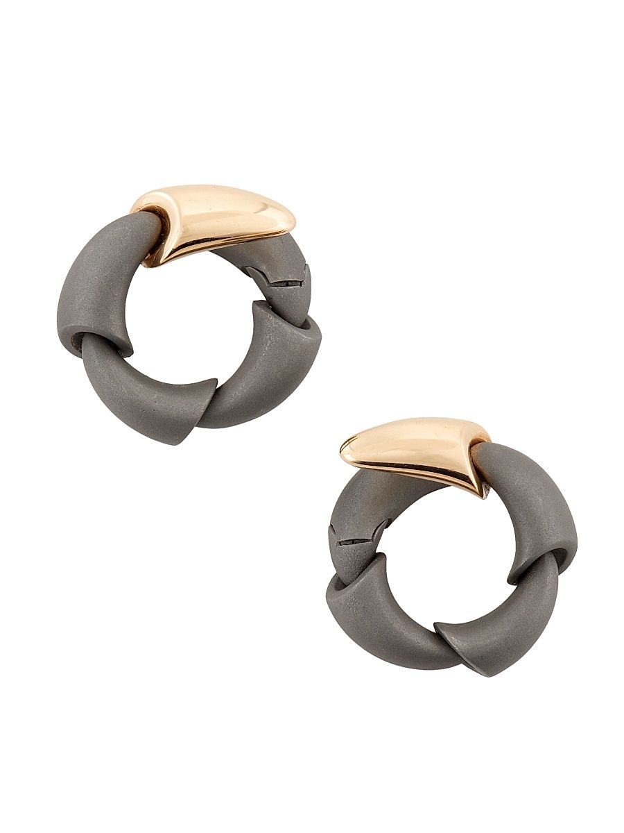 Women's Calla Titanium & 18K Rose Gold Hoop Earrings - Rose Gold Titanium