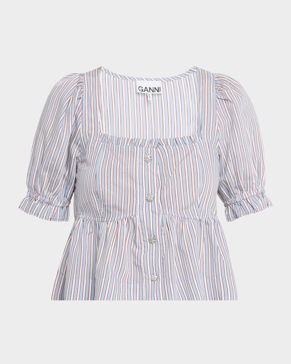 Stripe Button-Front Blouse