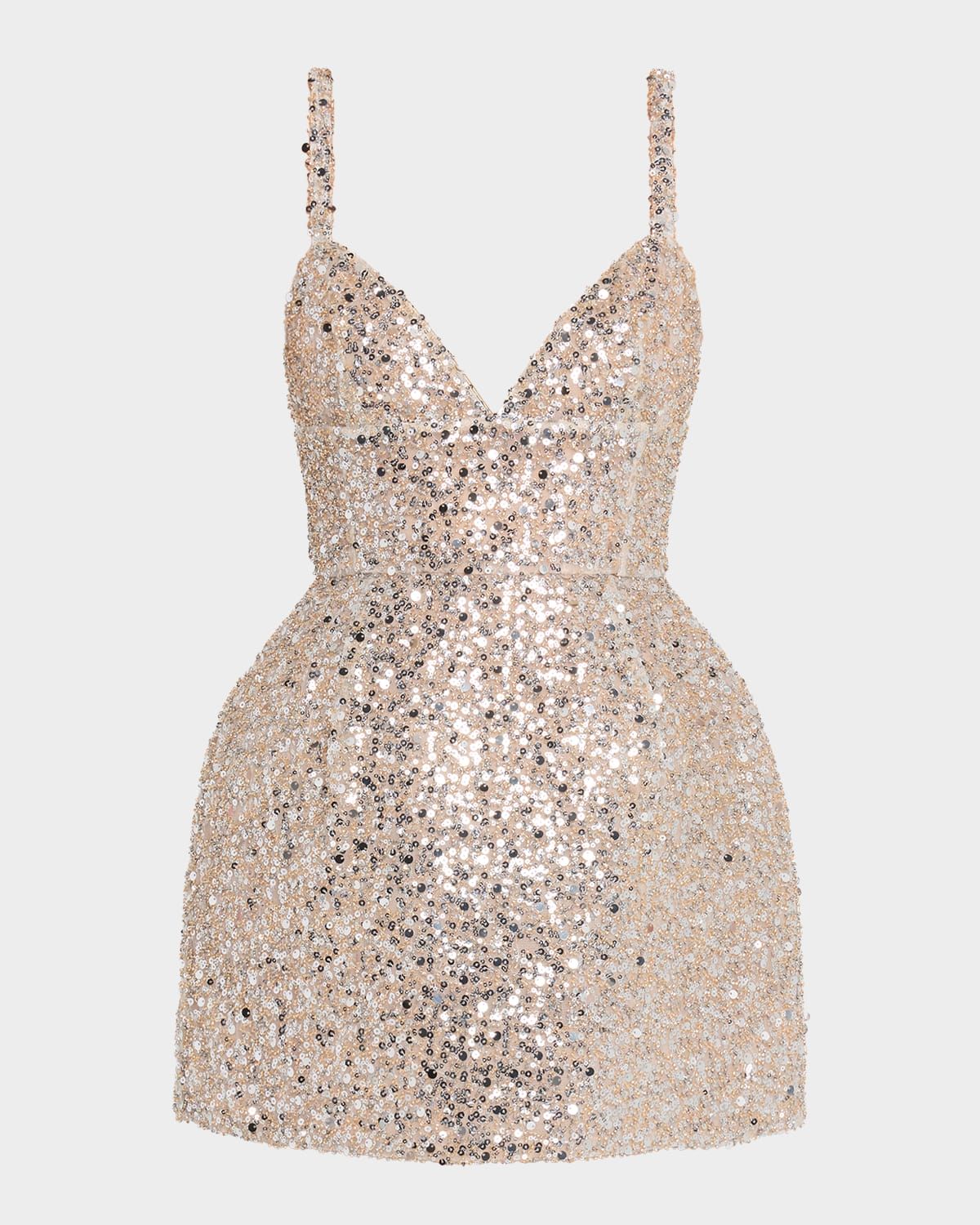 Tessa Deep V-Neck Sequin Mini Dress
