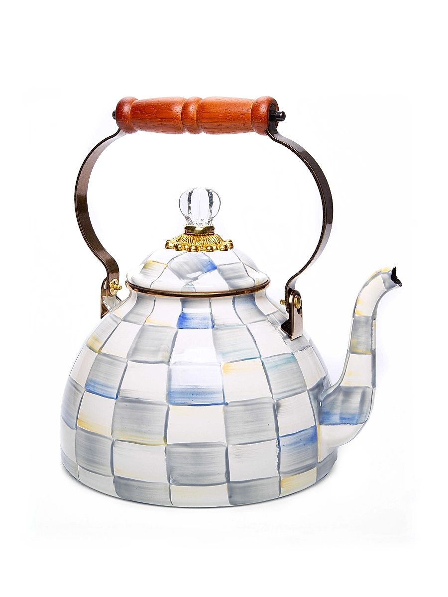 Sterling Check Enamel Tea Kettle