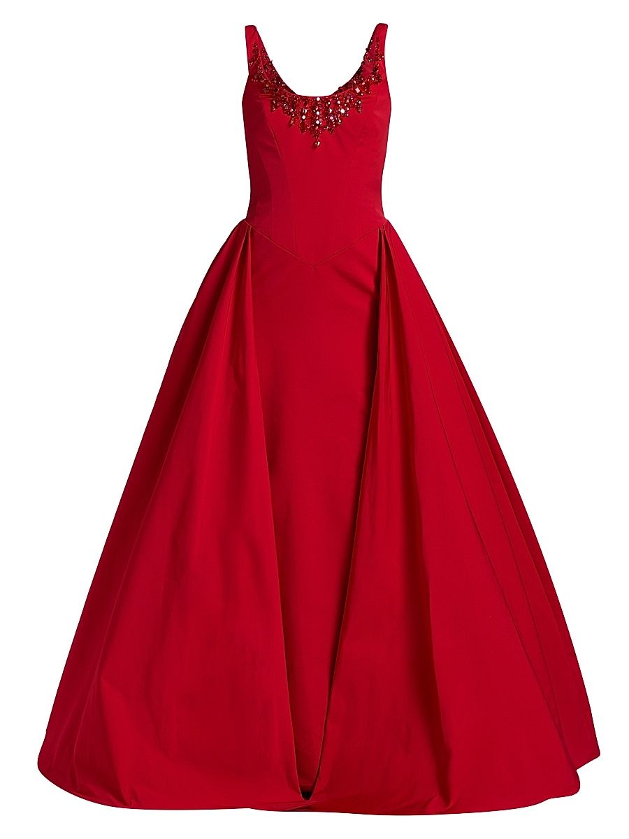 Women's Embellished Faille Ball Gown - Red - Size 6