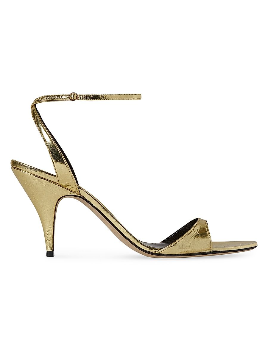 Women's 80MM Metallic Leather Sandals - Gold - Size 8