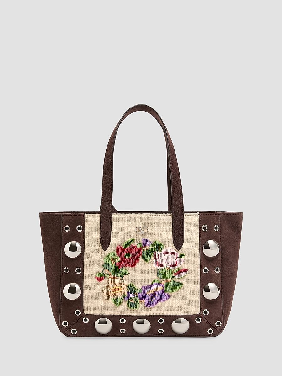 Women's Nellcote Embroidered Medium Tote Bag - Ebony Multicolor
