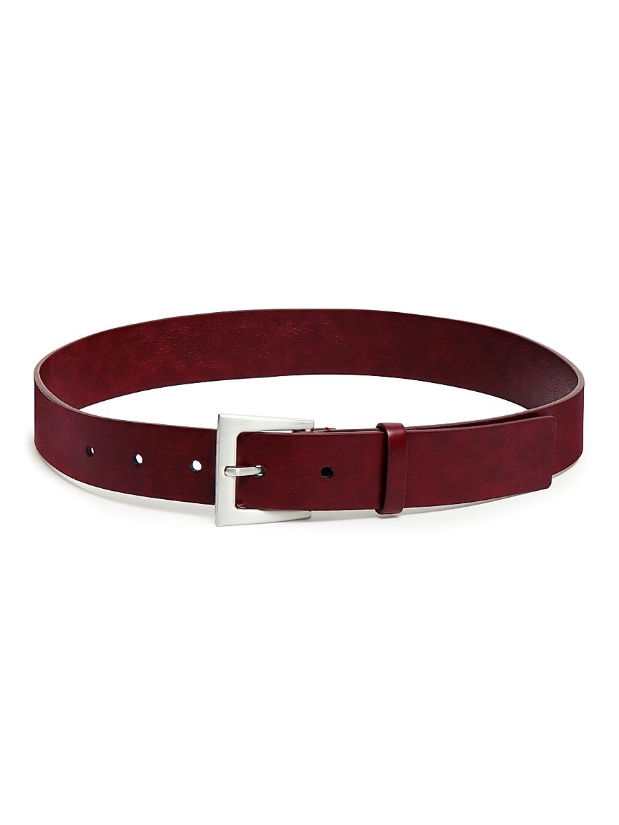 Women's Burke Faux-Leather Buckle Belt - Crimson - Size XL