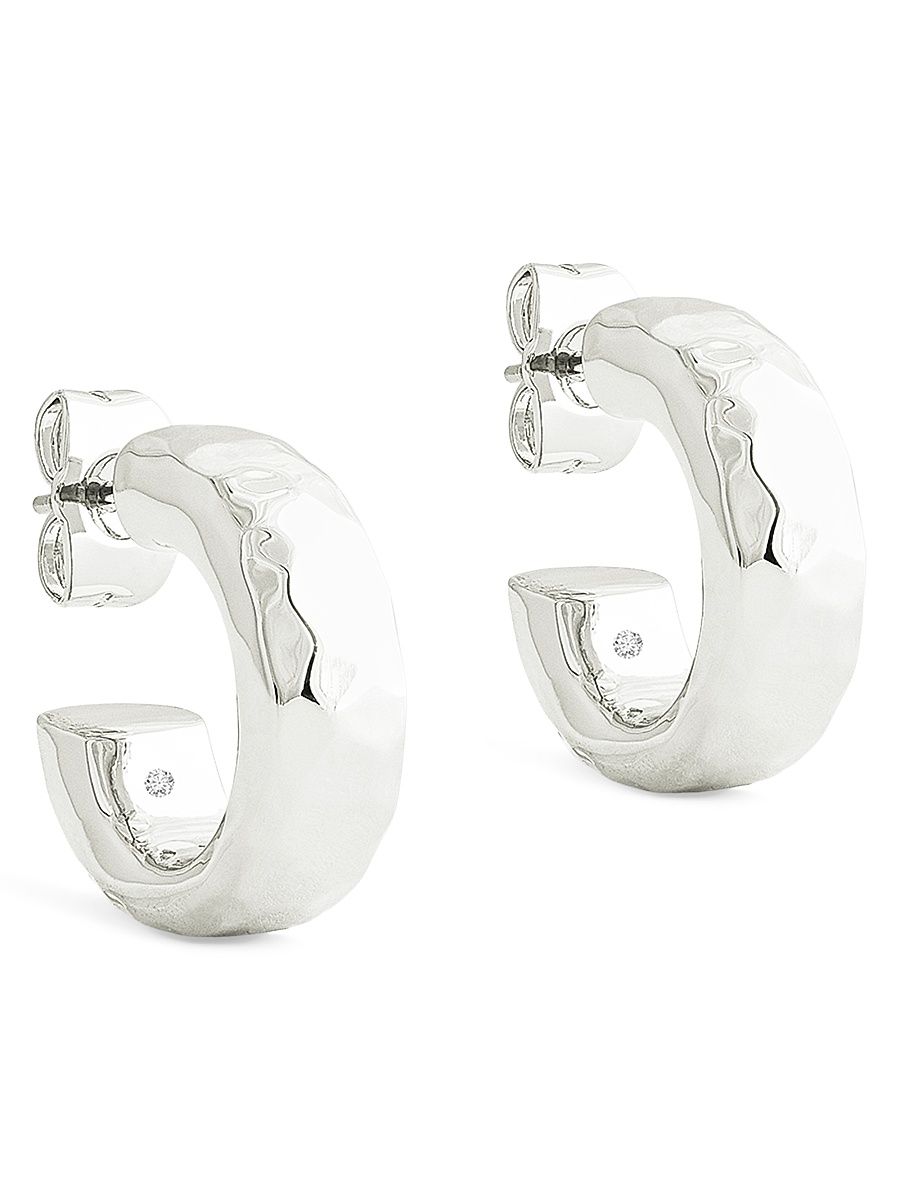 Women's Farrier Sterling Silver-Plated & Cubic Zirconia Huggie Earrings - Silver