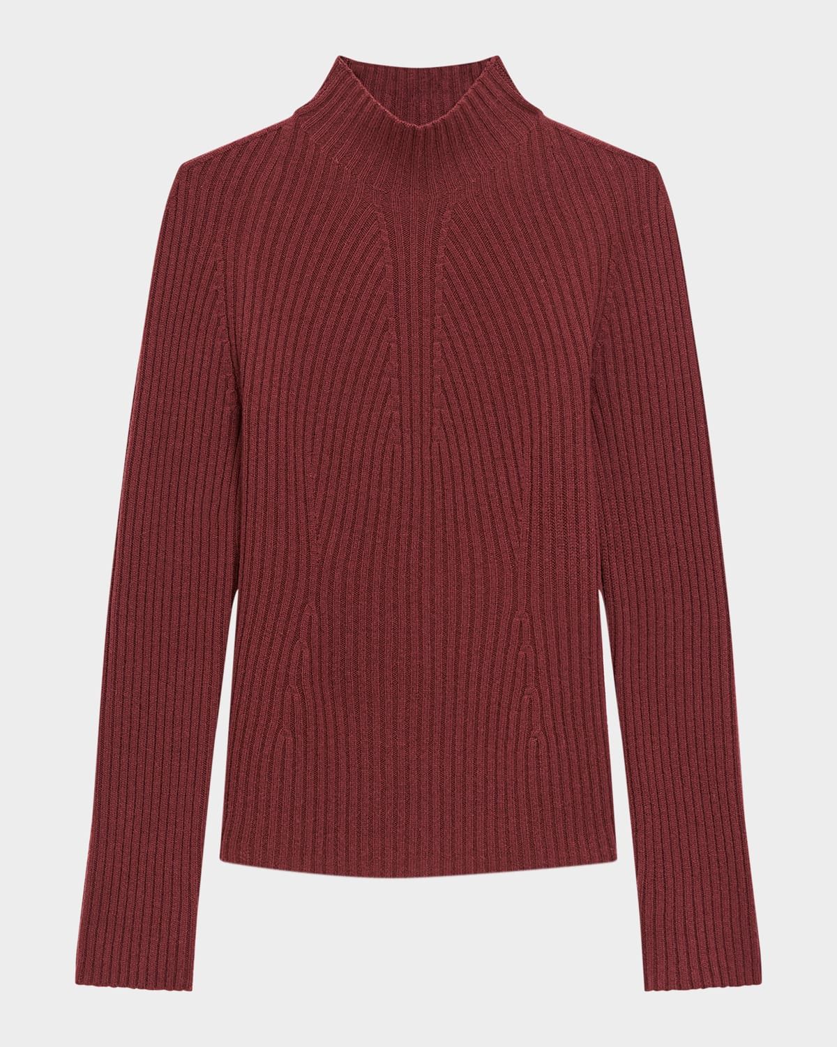 Cashmere Rib Mock-Neck Sweater