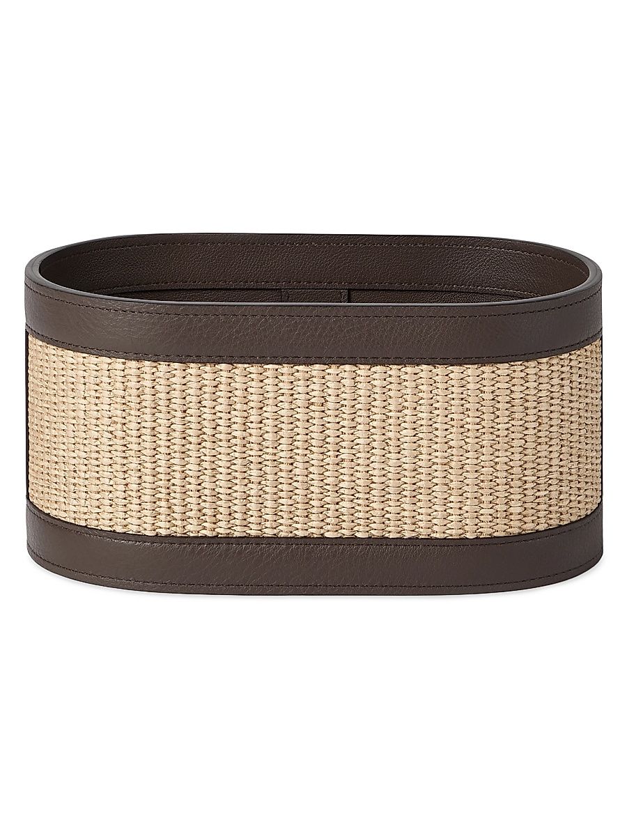 Raffia Effect Techno Cotton and Leather Organizer Basket - Rope