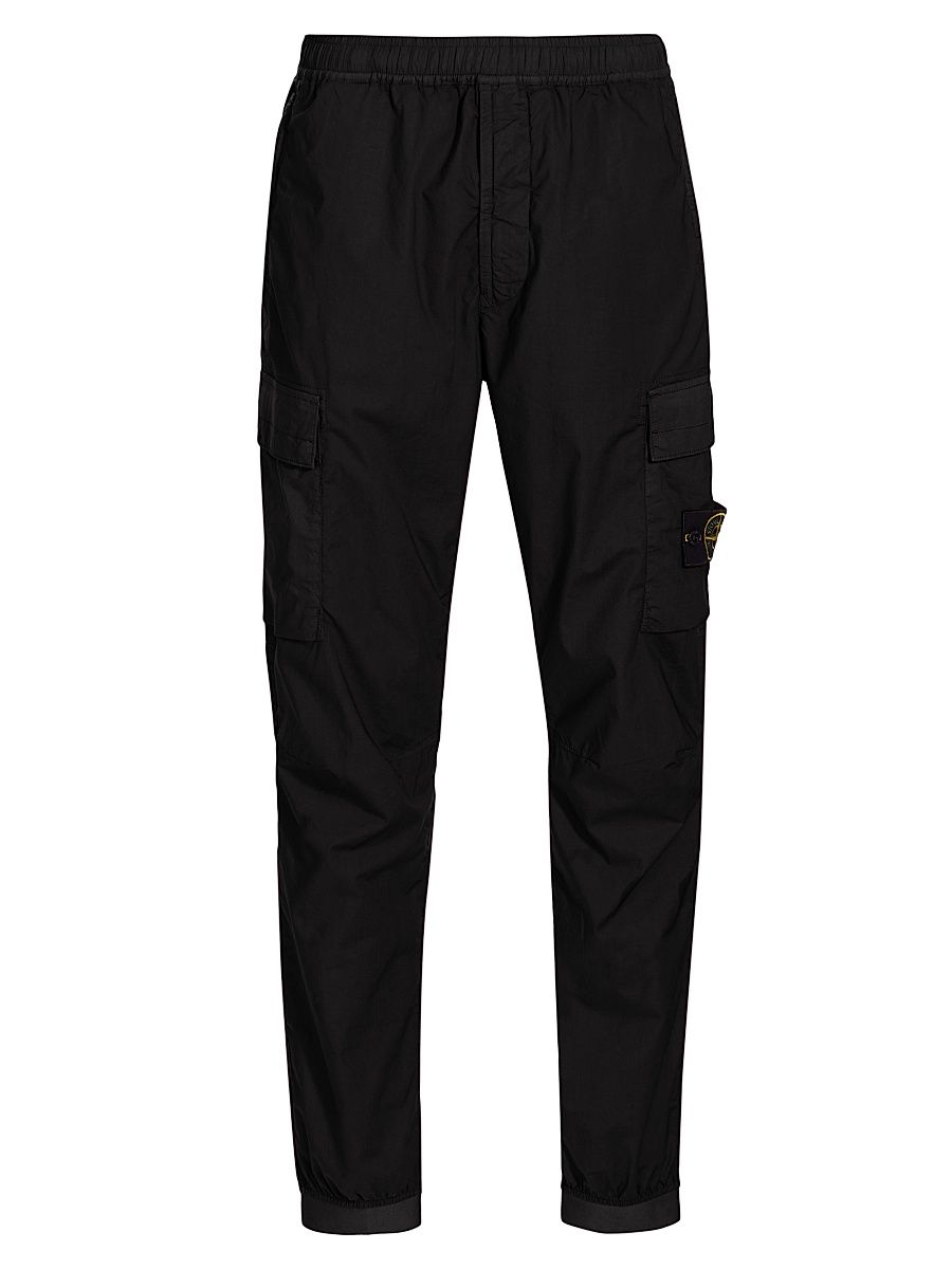 Men's Stretch Cotton Cargo Pants - Black - Size 36