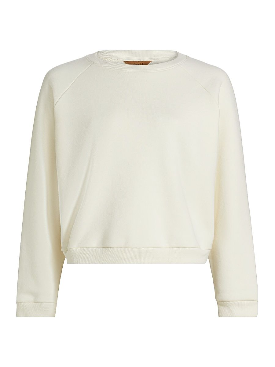 Women's Daily Cotton Crewneck Sweatshirt - Natural White - Size Large