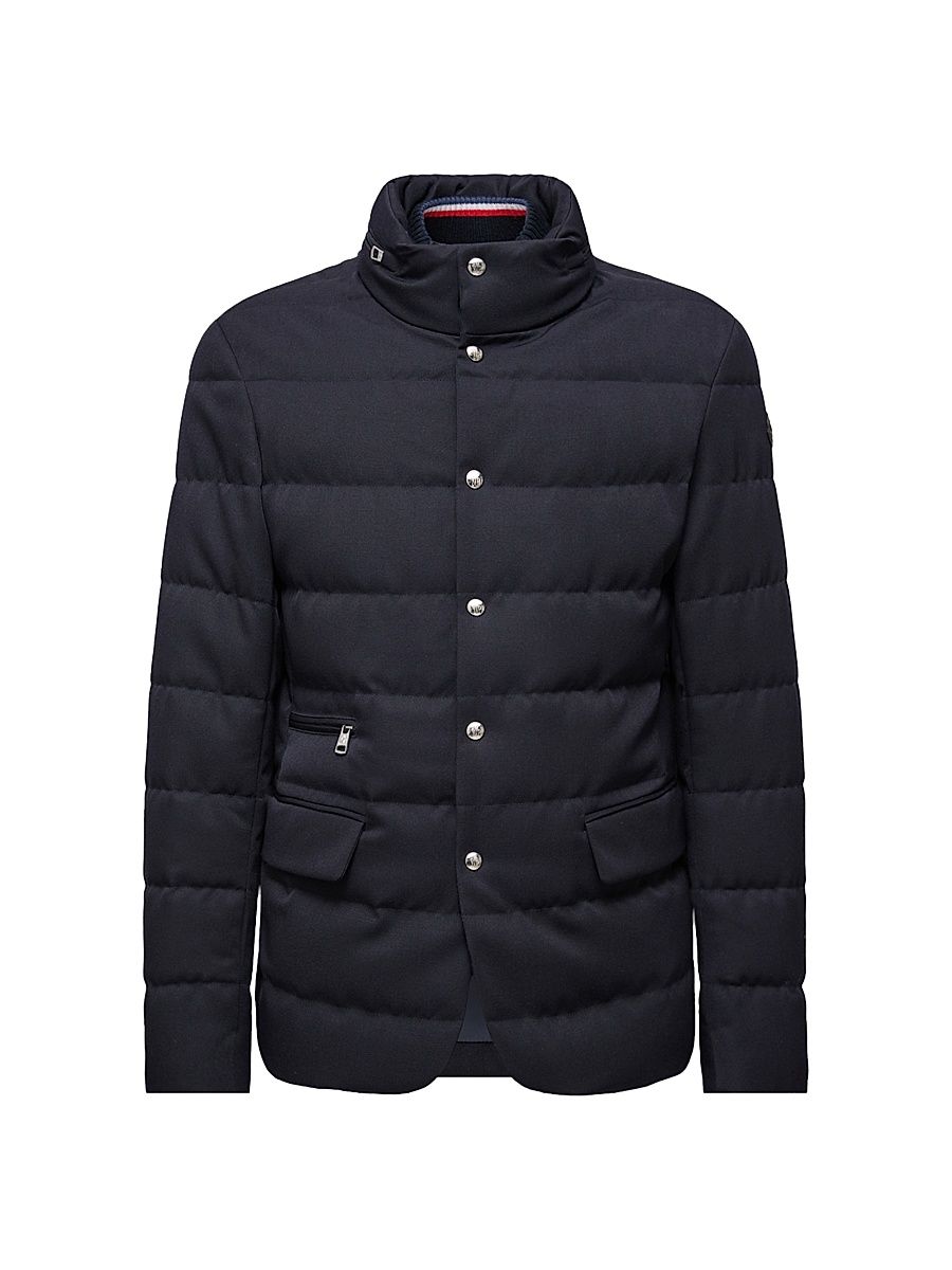 Men's Bess Puffer Jacket in Wool - Navy Blue - Size XXL