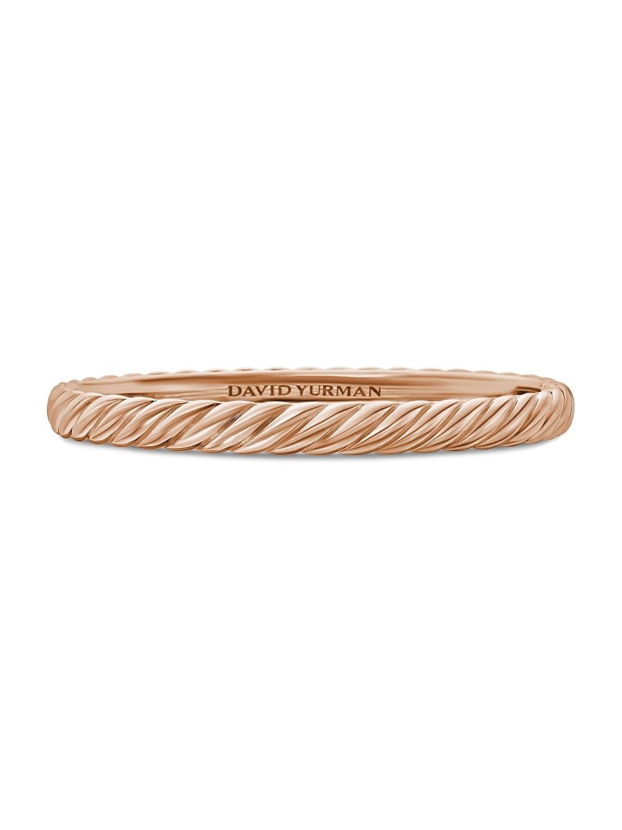 Women's Sculpted Cable Bangle Bracelet In 18K Rose Gold - Rose Gold - Size Large
