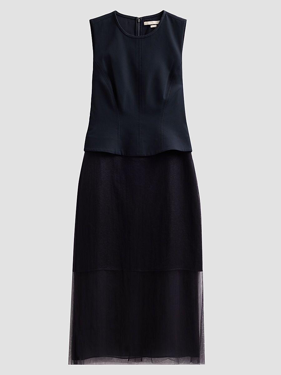 Women's Cady Layered Sleeveless Cocktail Dress - Ultra Navy - Size 0