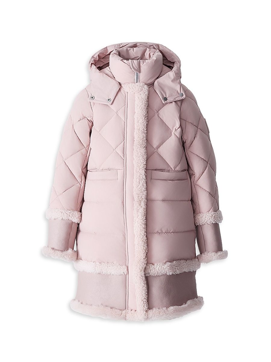 Little Girl's Jaela Quilted Down Coat - Sepia Rose - Size 12