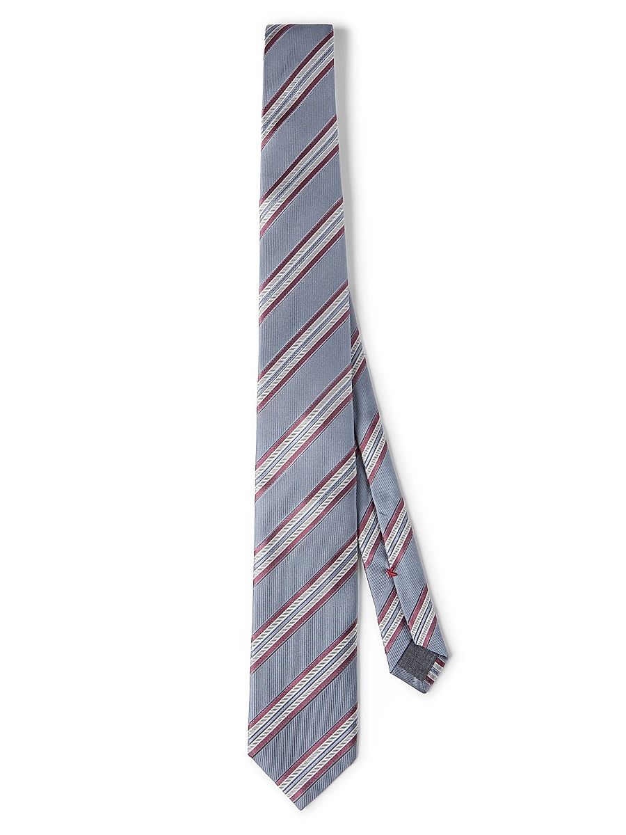 Men's Textured Striped Silk Tie - Anthracite