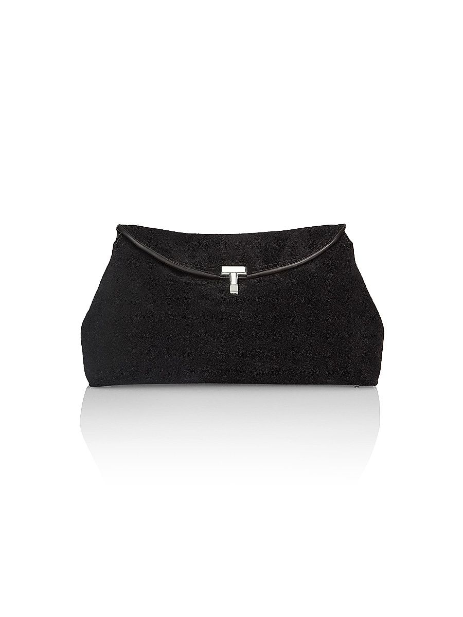 Women's T-Lock Suede Clutch - Tobacco