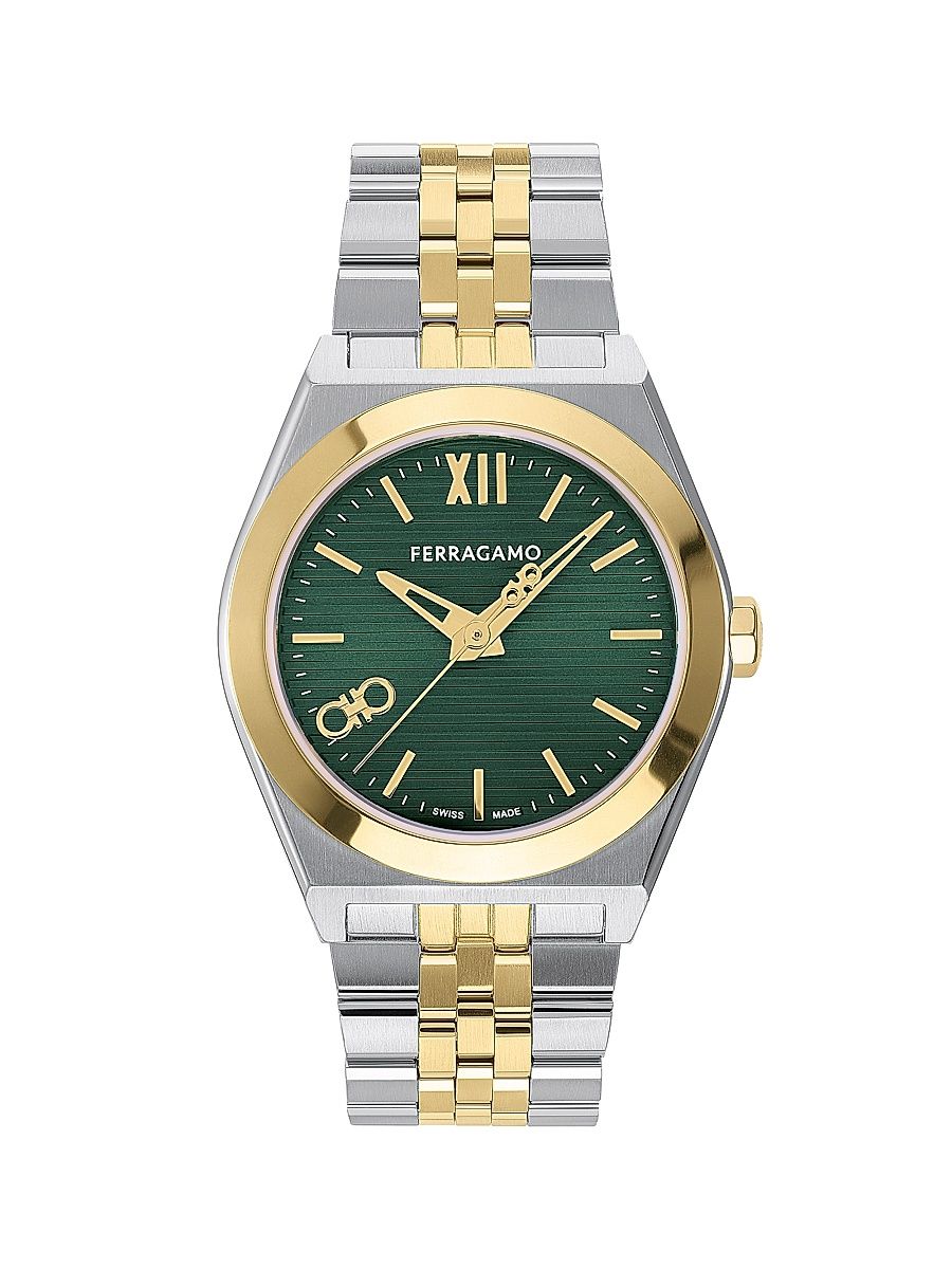 Men's Vega New Stainless Steel Bracelet Watch/40MM - Two Tone Green