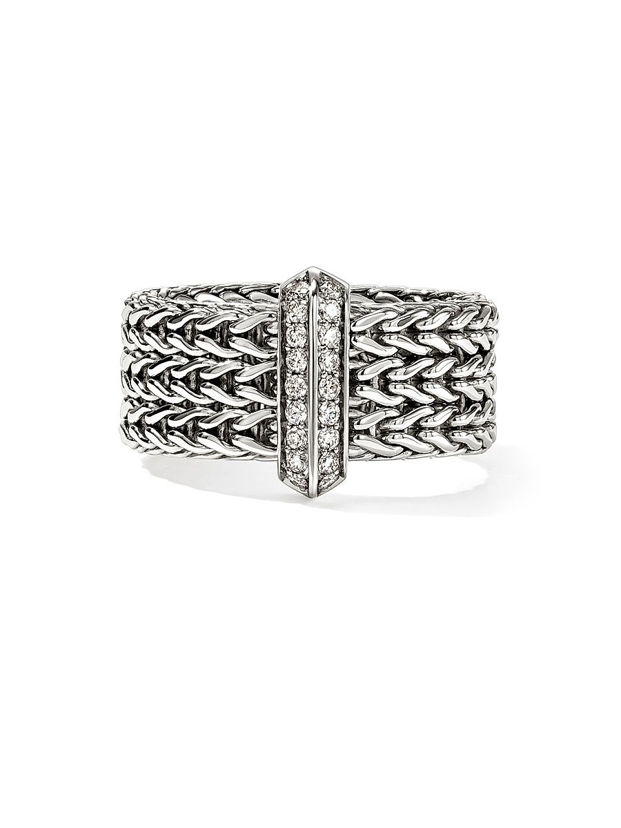 Women's Icon Sterling Silver & 0.21 TCW Diamond Chain Ring - Silver - Size 7