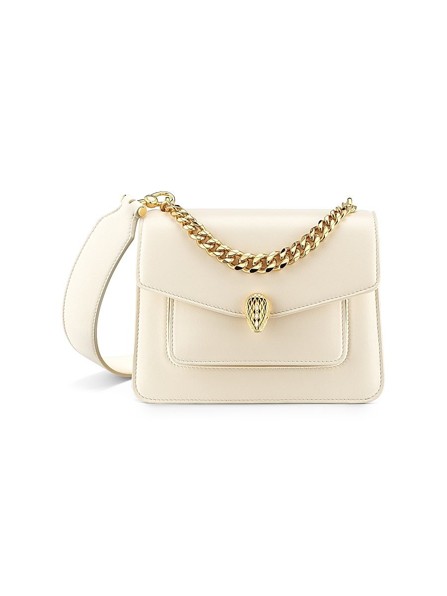 Women's Maxi Serpenti Leather Chain Crossbody Bag - Ivory Opal Gold