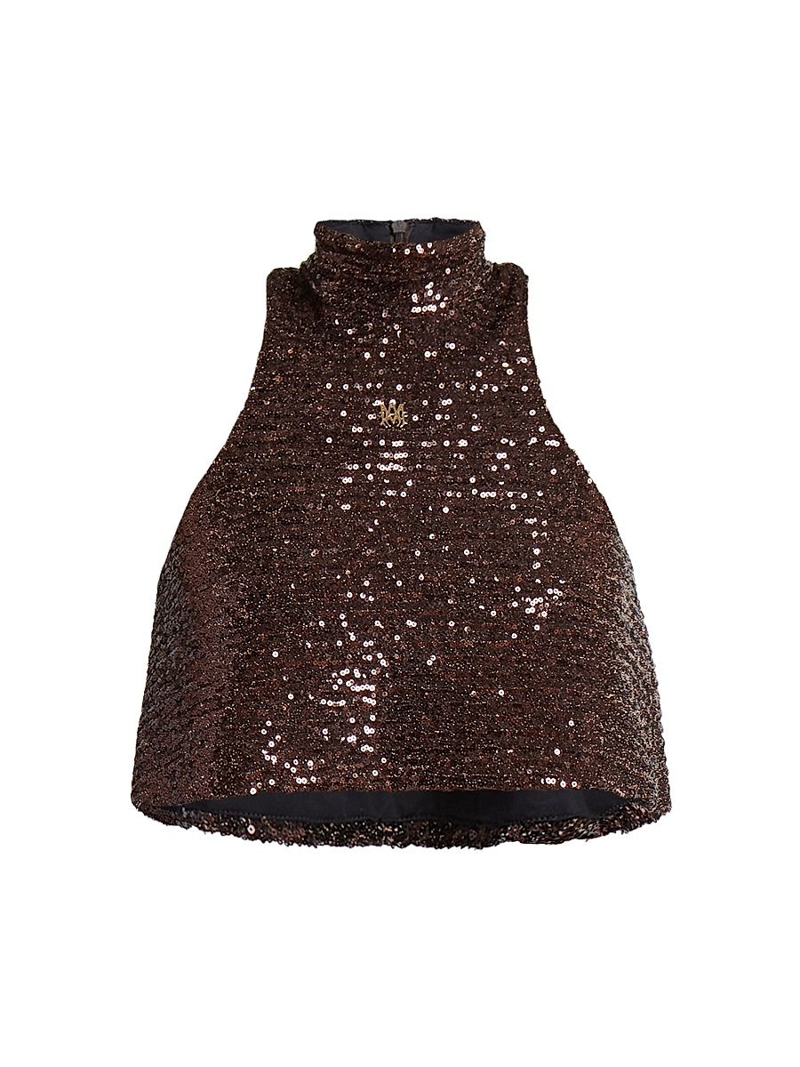 Women's Sequin Halter Top - Brown - Size XS