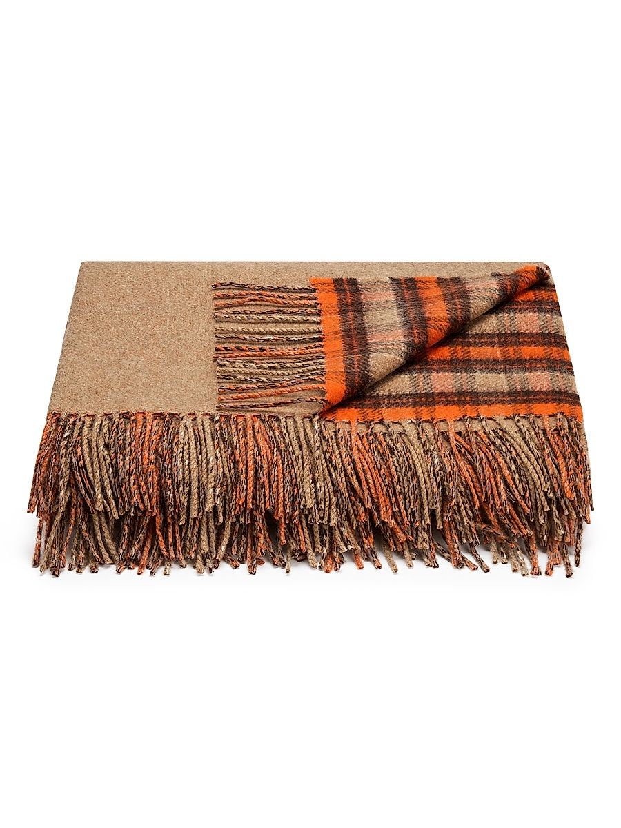 Anagram Wool-Cashmere Blanket - Beige Orange