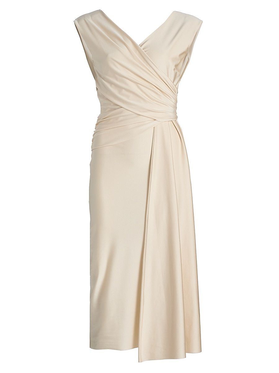 Women's Lores JJ Satin Wrap Sheath Dress - Macadamia - Size 10