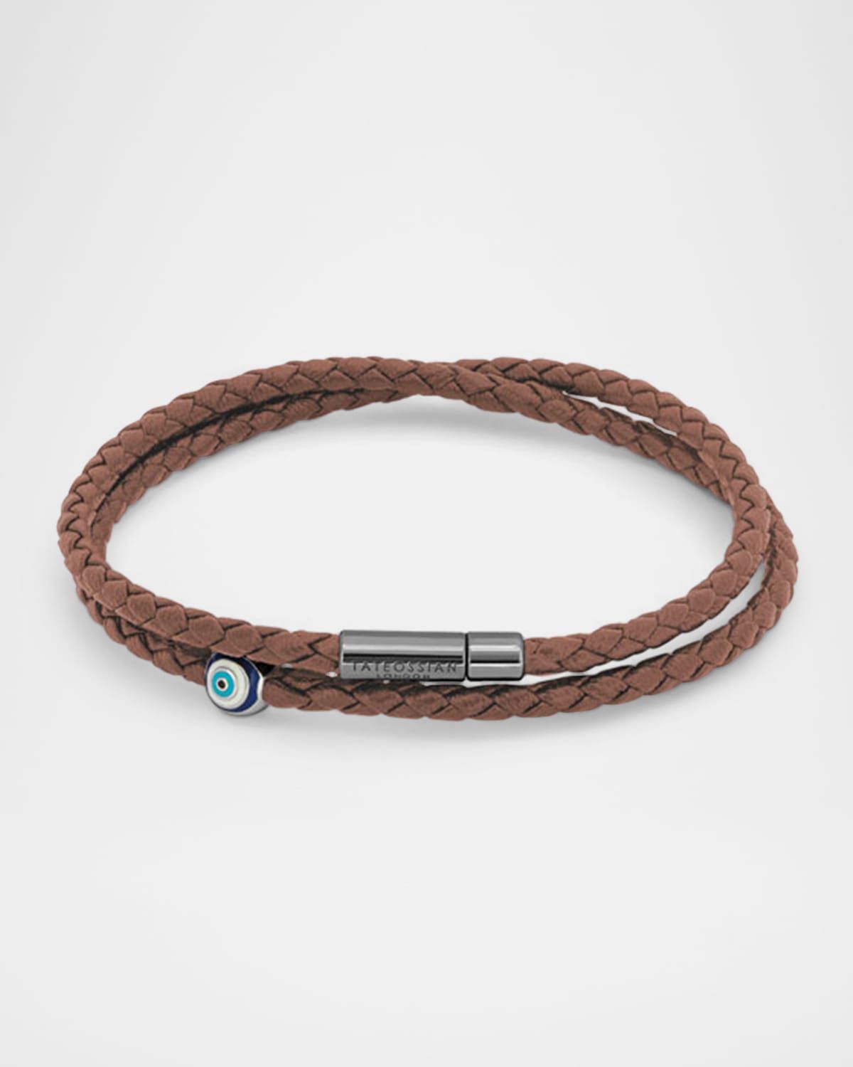 Men & apos;s Recycled Cable Bracelet with Enamel Evil Eye