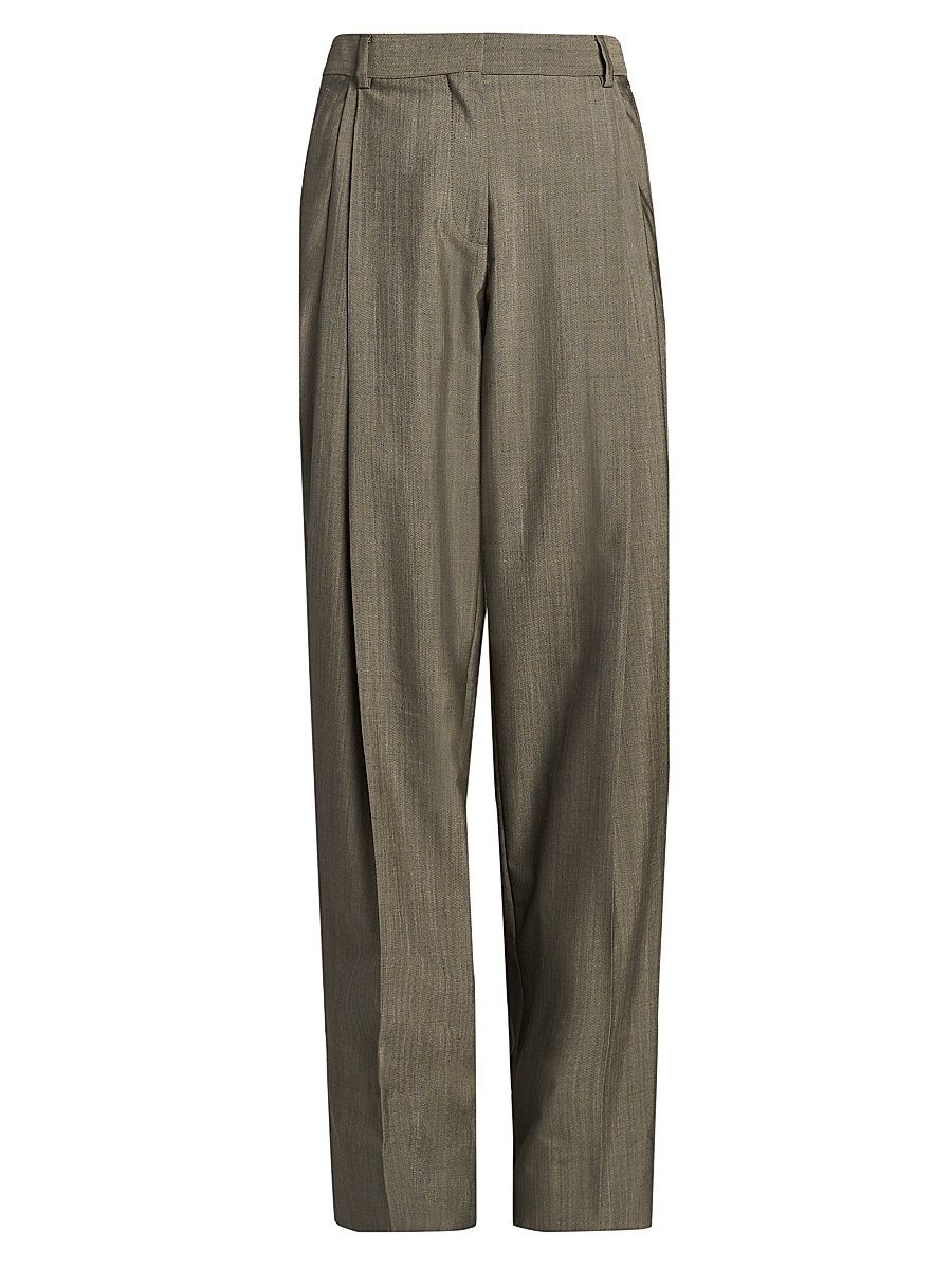 Women's Tropical Tailoring Straight Trousers - Sage Ink - Size 0