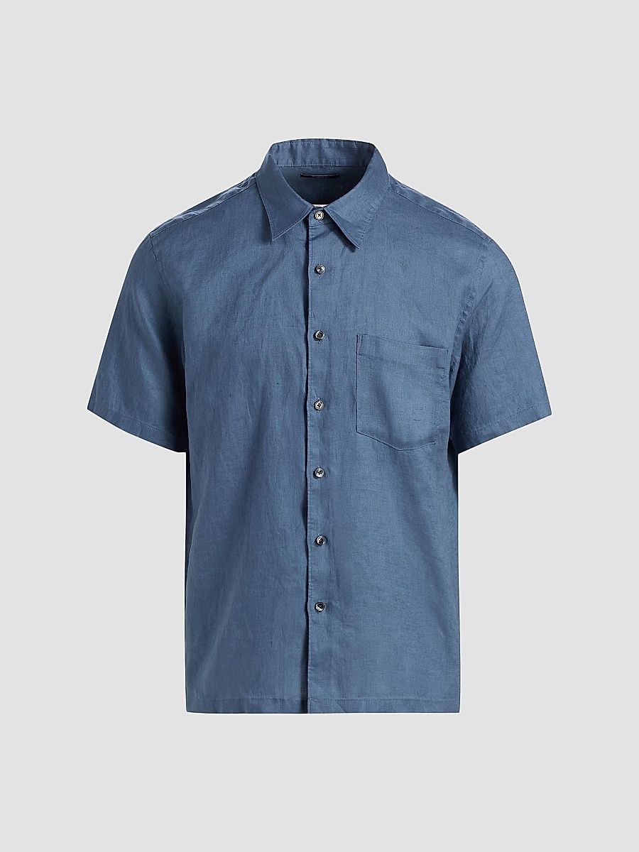Theory Men's Irving Relaxed-Fit Linen Pocket Shirt - Morel - Size XXL