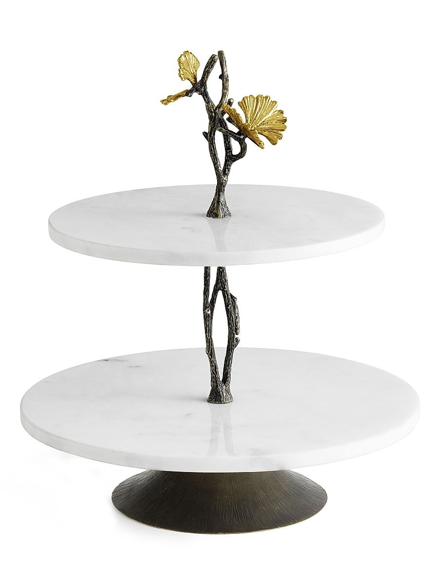 Butterfly Ginkgo Marble & Brass Etagere