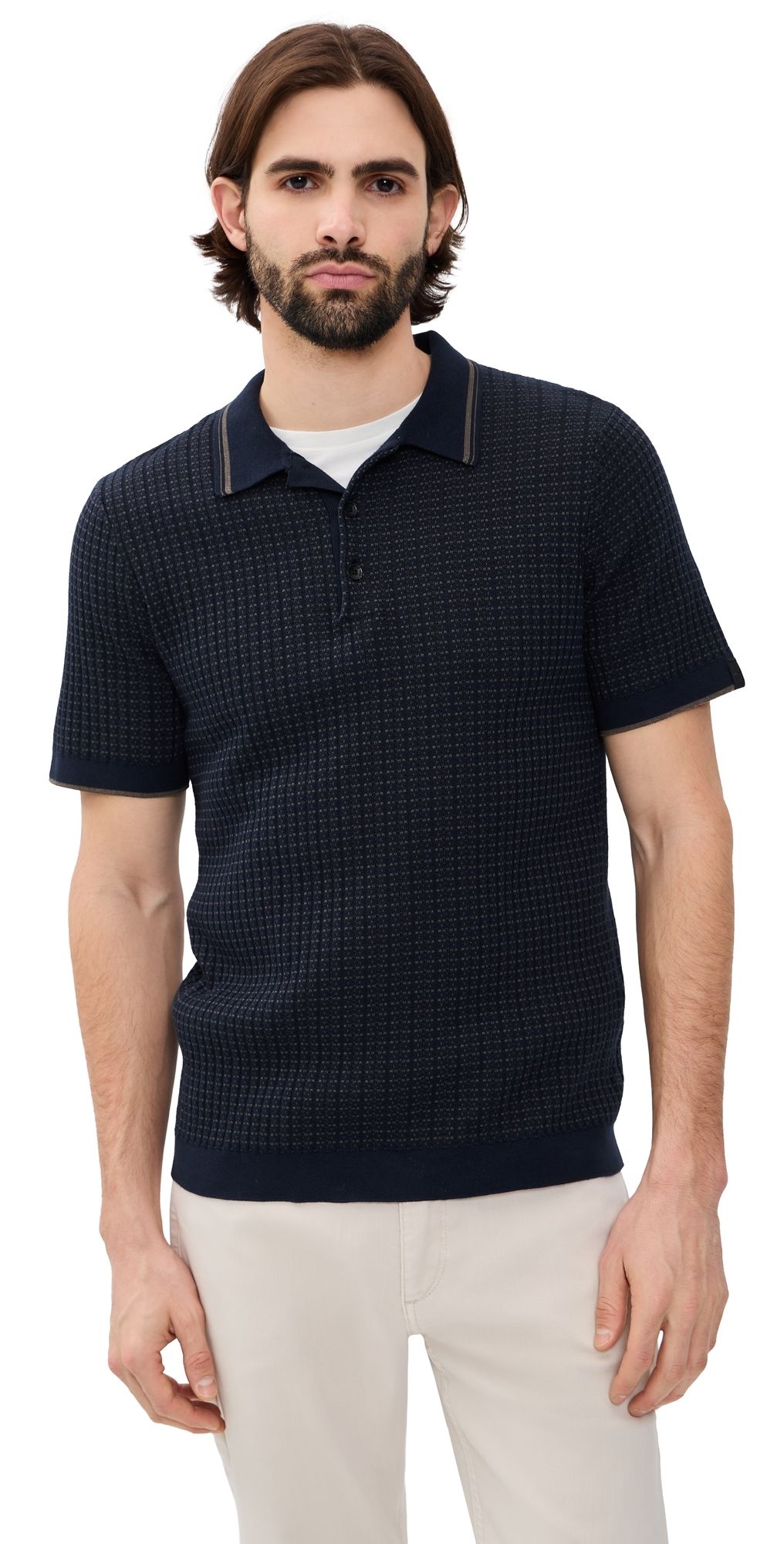 rag & bone Harvey Rib Polo NVYMT S