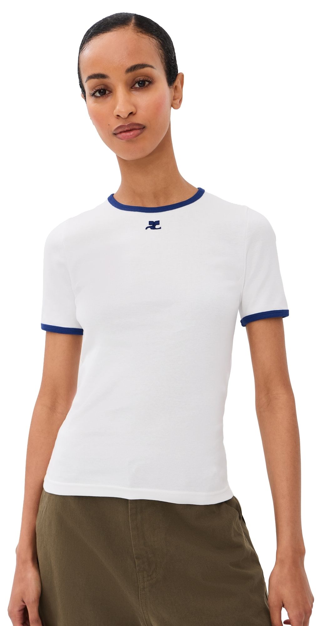 Courrèges Signature Contrast T-Shirt Heritage White/Mineral Blue M