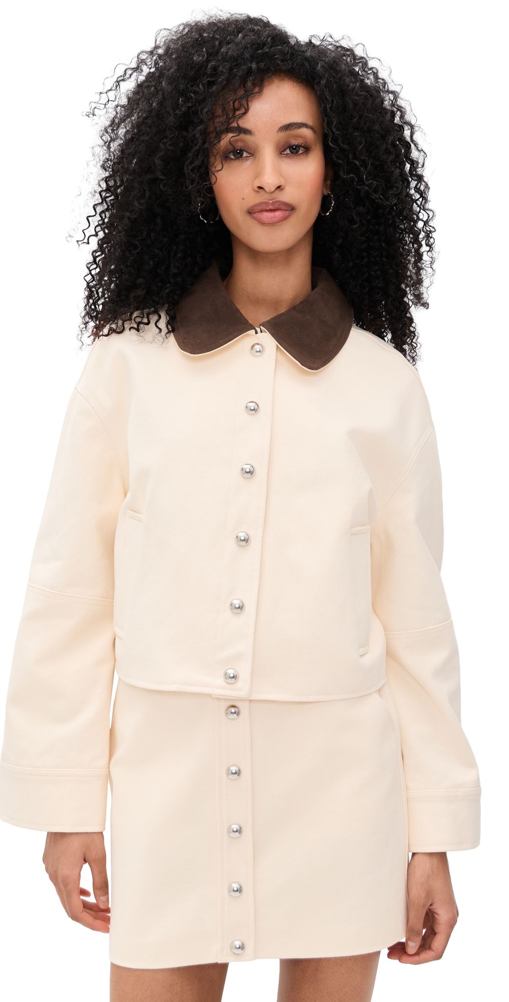 Apparis Ella Canvas Cropped Jacket Off White/Dark Brown XL