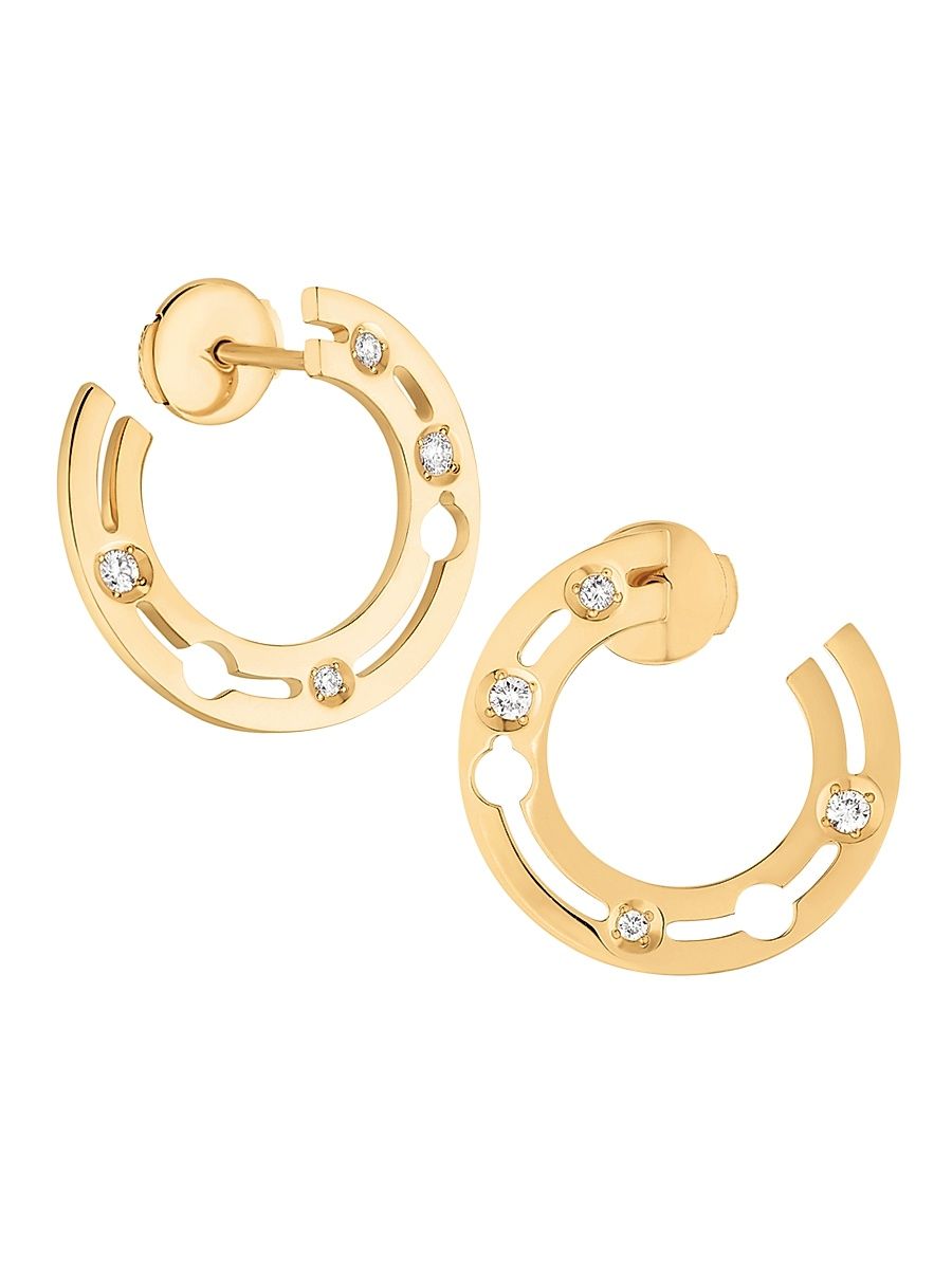 Women's Pulse Dinh Van 18K Yellow Gold & Diamond Hoop Earrings - Gold