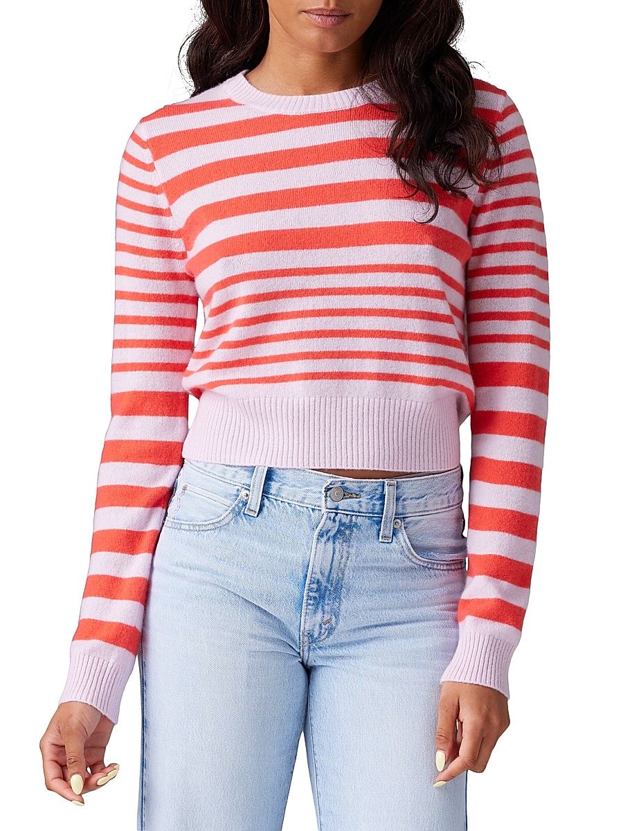 Women's Womad Stripe Little Crew Sweater - Clementine Pop - Size XL