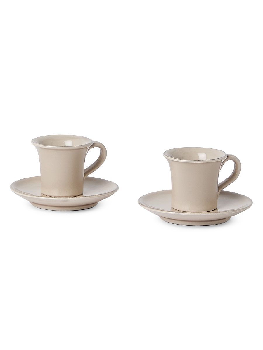 2 Piece Ceramic Expresso Cup Set with Saucer - Beige