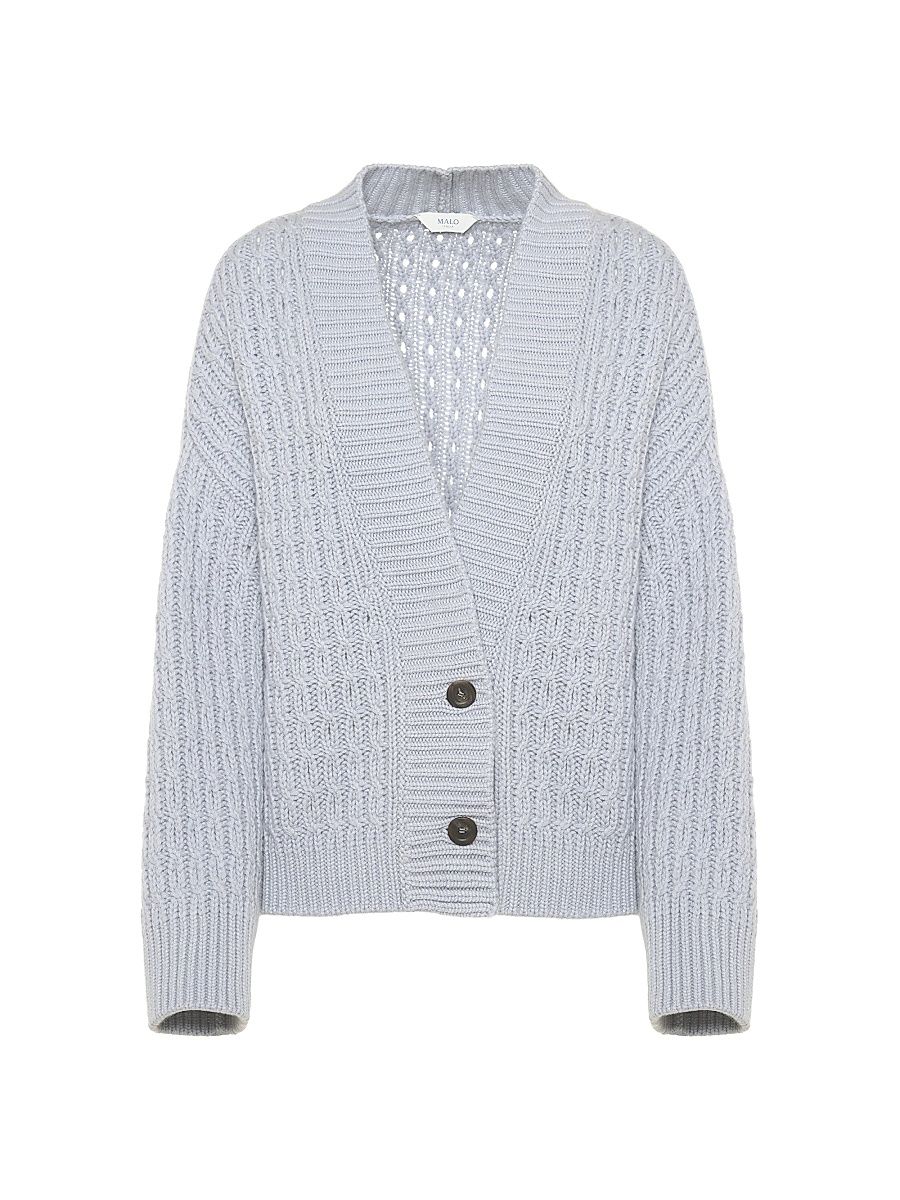 Women's Anna Cashmere Cardigan - Sea Grey - Size Large