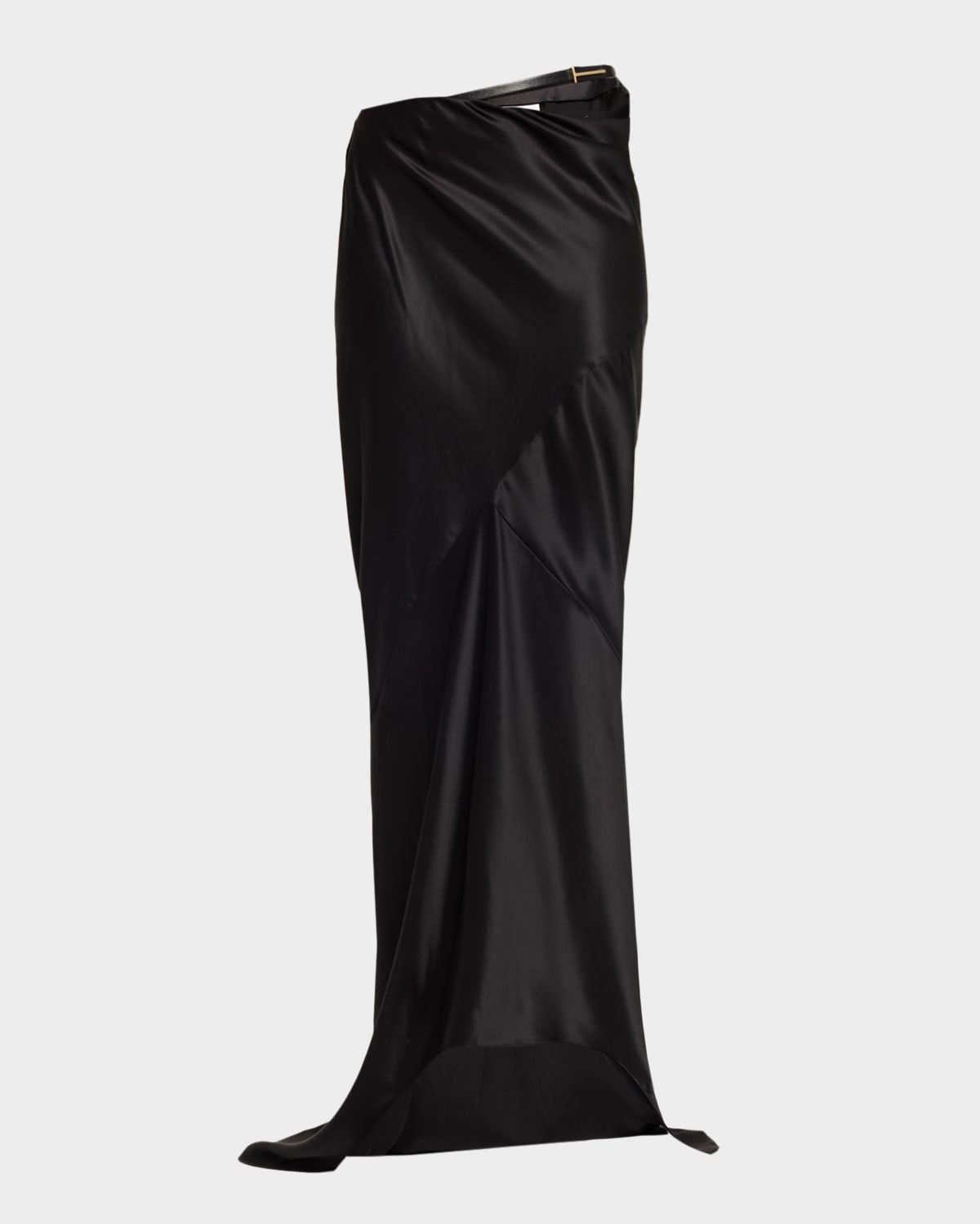 Asymmetric Satin Maxi Skirt With Train