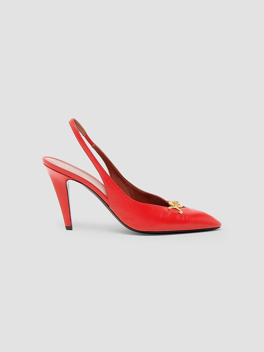 Versace Women's Versace 90MM Medusa Leather Slingback Pumps - Papavero Vibrated Hot - Size 8.5