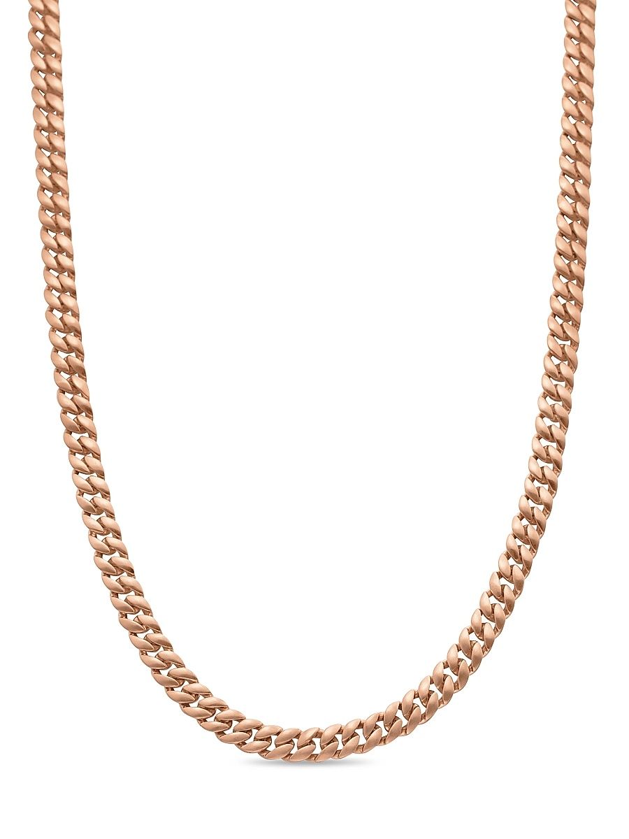 Men's Curb Chain Necklace in 18K Rose Gold, 6MM - Pink Gold - Size 26